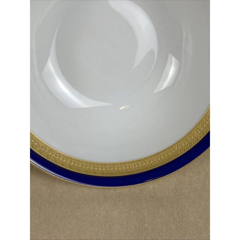 HTF Tirschenreuth P.T. Bavaria ARGYLE4279 Cream Soup Bowl,Saucer Cobalt Gold Rim